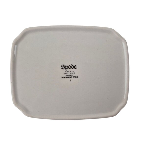 Spode Christmas Tree Medium Candy Dish England Vintage S3324 Green Trim - Picture 3 of 10